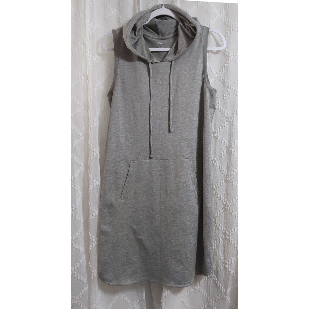 Tek Gear DryTek Heather Gray Sleeveless Hoodie Dress Medium Kangaroo Pocket